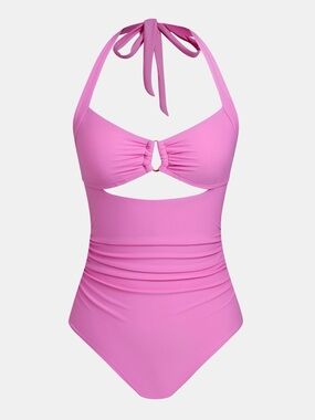 Cupshe Pink Halter Cutout One-Piece Swimsuit Tummy Control